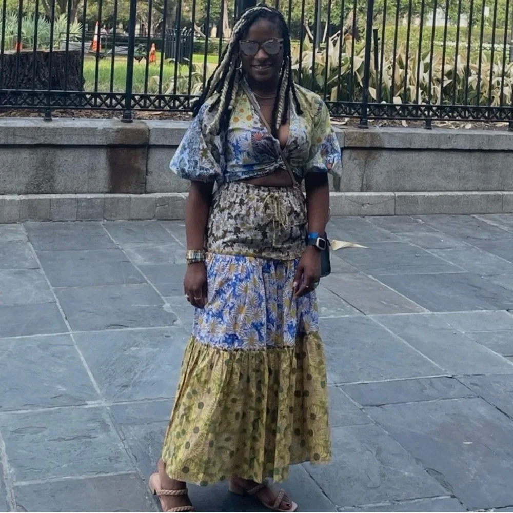 Zara Two Piece Boho Set | Twist Crop Top & Maxi Skirt | M/S - Picture 9 of 10